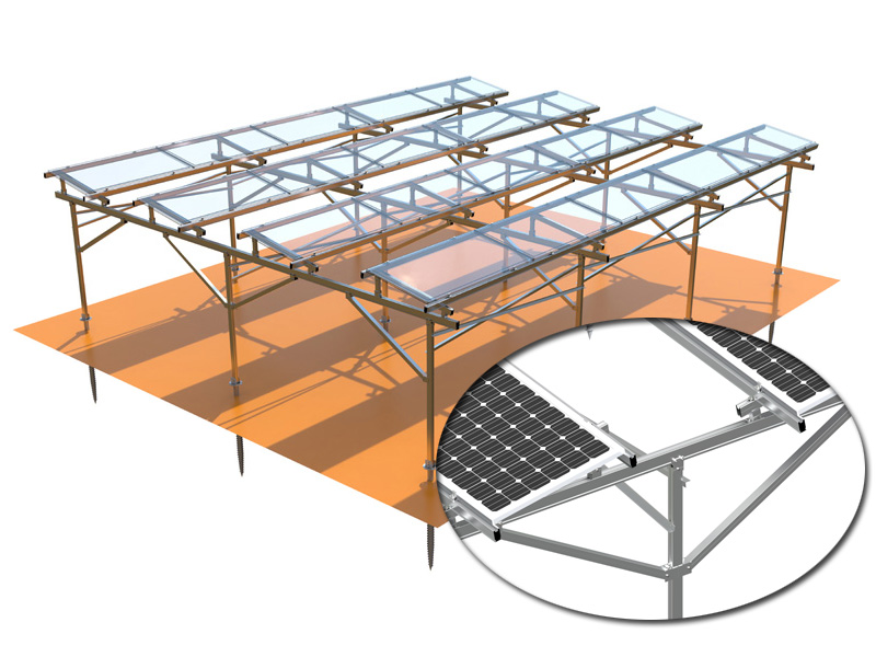 Solución personalizada de montaje en tierra para sistemas solares agrícolas