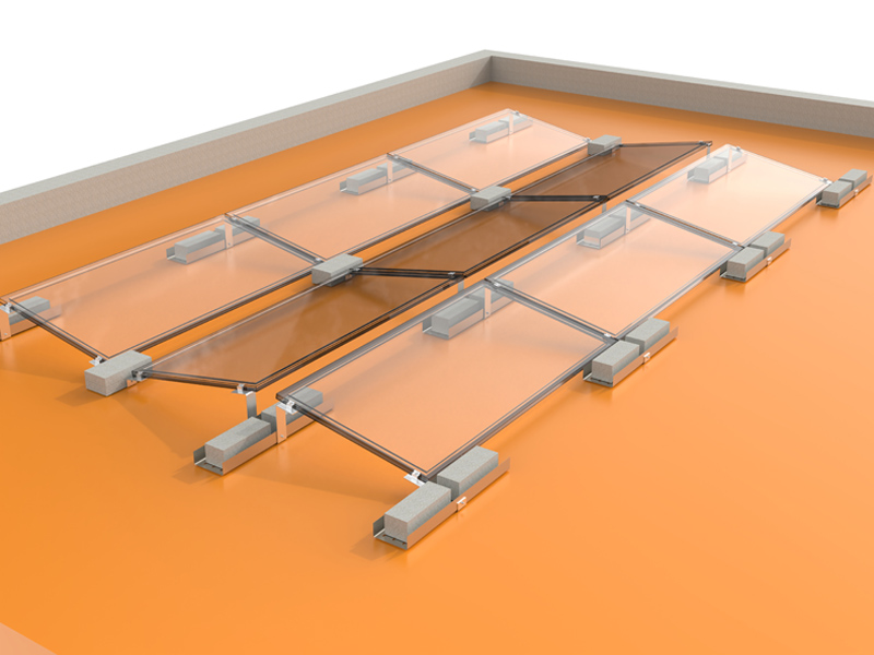 Base de hormigón personalizada para sistemas de montaje solar en tejados planos